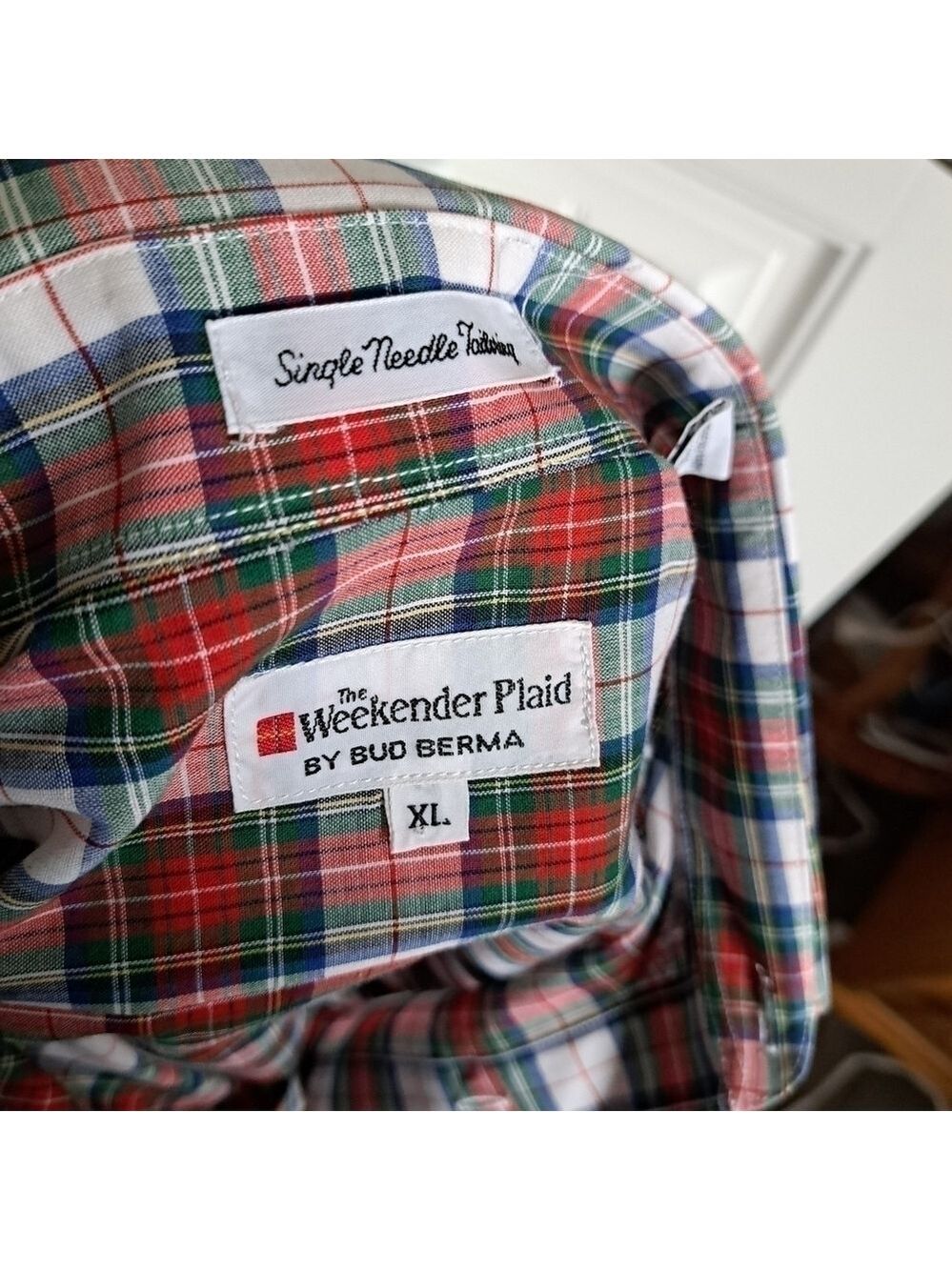 VTG BUD BERMA Weekender plaid mens shirt lightweight western ranch XL - Picture 6 of 7